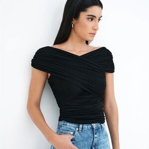 Chic Black Ruched Blouse